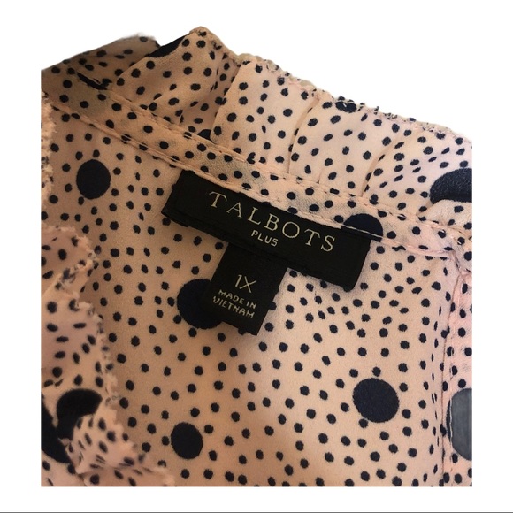 SOLD EUC Talbots Pink W/ Navy Blue Polka Dots Shell Top - Picture 6 of 7